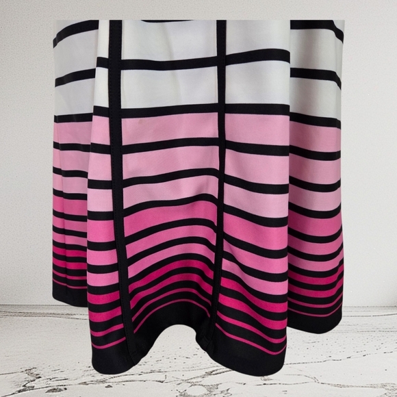 Sandra Darren Black and Pink Grid Midi Dress Size 10 - Picture 3 of 6